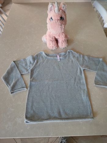 Pull gris rebord paillette 3 ans demi saison