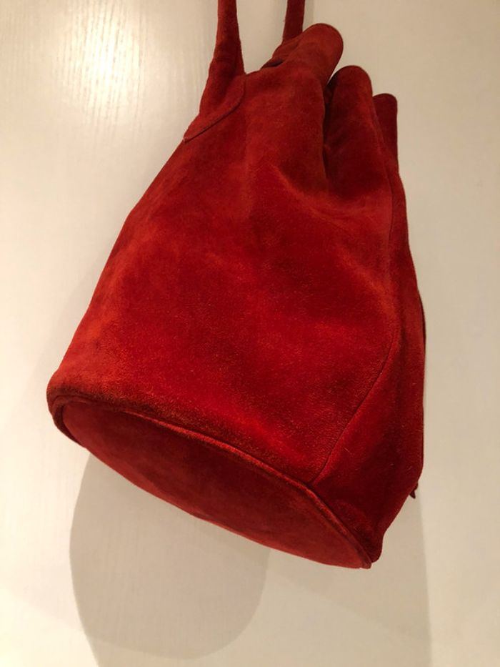Sac rouge baluchon cuir - photo numéro 9