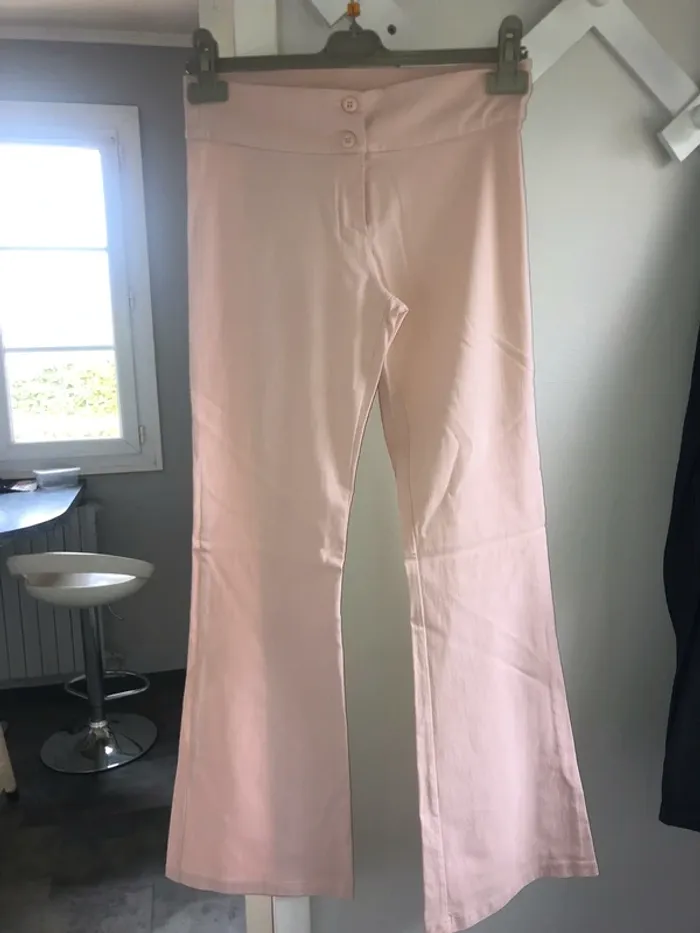 pantalon rose flare jambes évasée - photo numéro 2