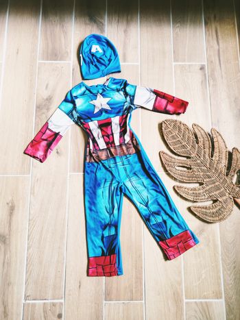 🇺🇸Déguisement /costume rembourré et cagoule Captain America marvel avengers pour enfant