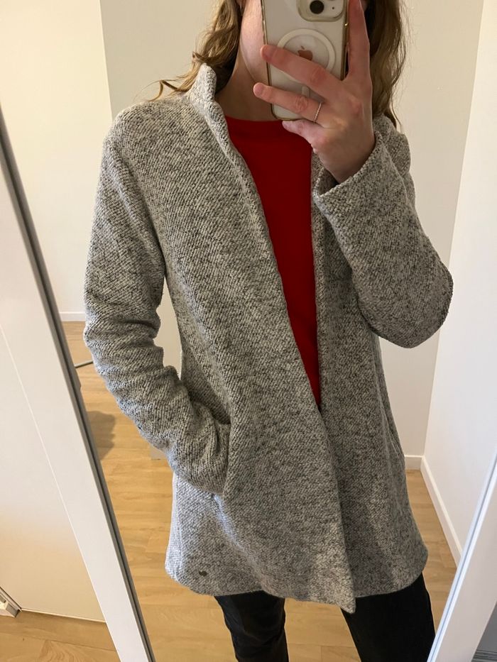 Manteau long gris chiné - photo numéro 3