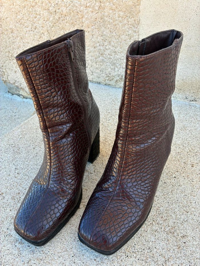 bottines talon compensées marron - photo numéro 5