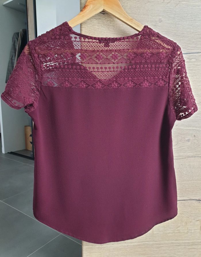 Blouse bordeaux kiabi dentelle - photo numéro 5