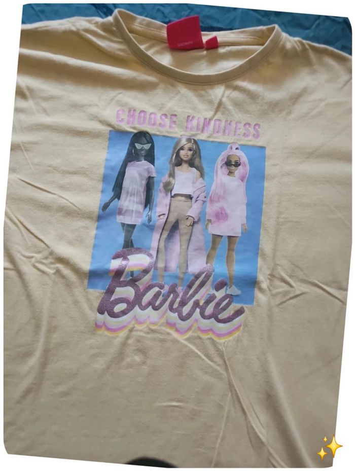 🟡 T-shirt Barbie jaune - Taille 14 ans / 164 cm - photo numéro 2
