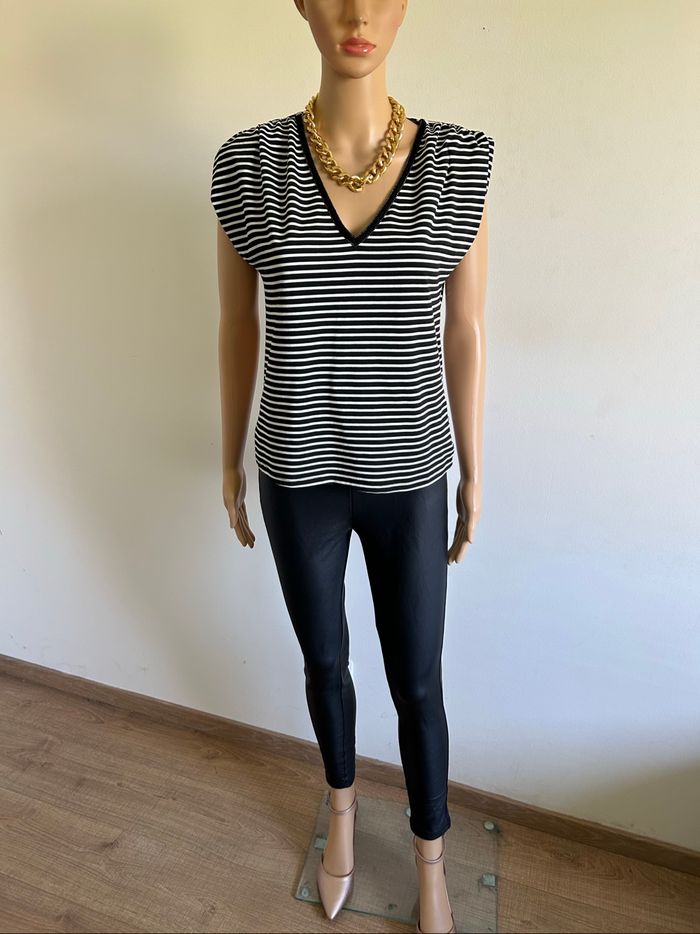 Blouse rayée noire et blanche Morgan taille XS jamais portée - photo numéro 3