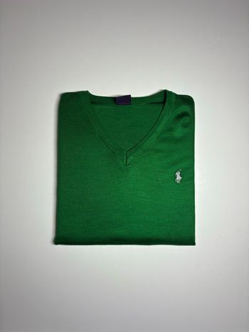Ralph Lauren – Pull / Pull col en V – M – Vert – Neuf sans étiquette – Logo brodé