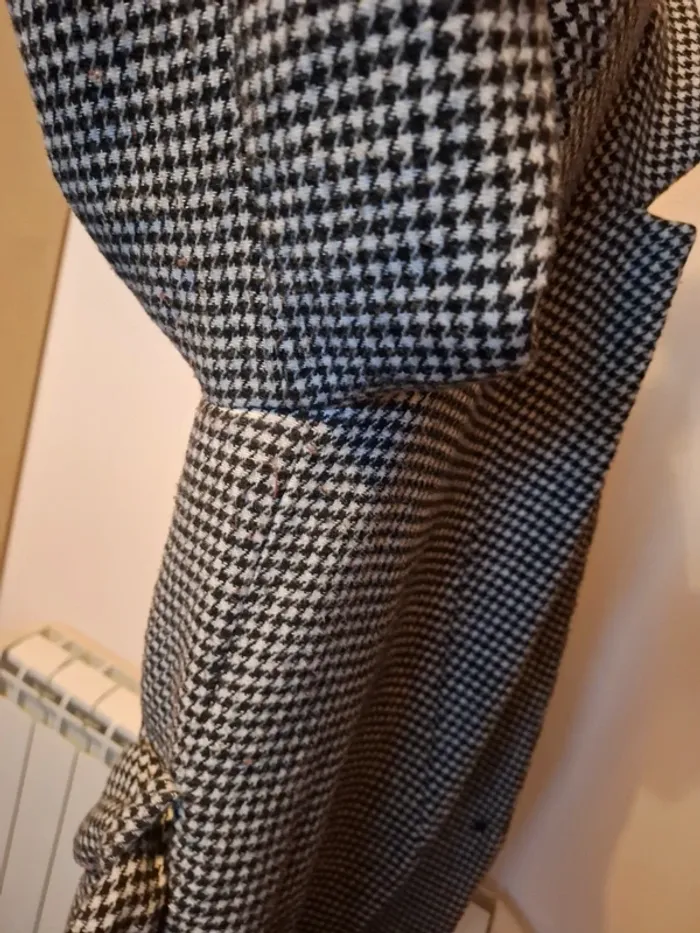Manteau hiver long motif pied de poule femme mango taille S - photo numéro 7