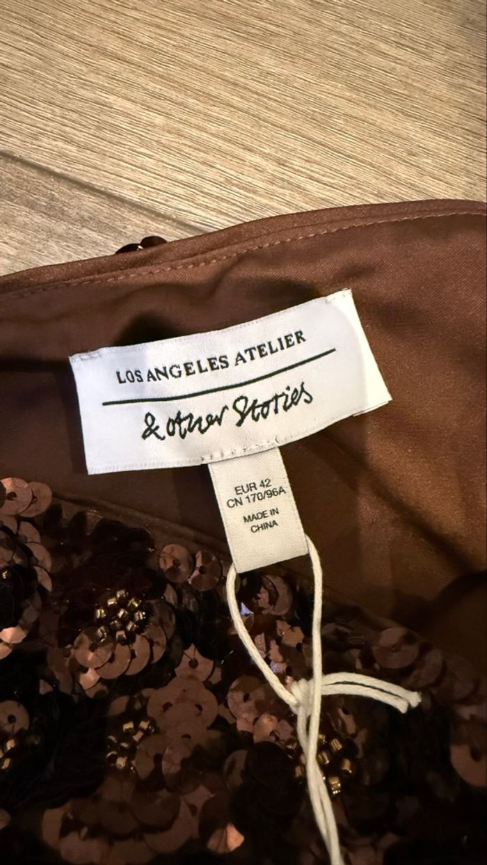 Haut crop top sequins marrons taille 42 - photo numéro 4