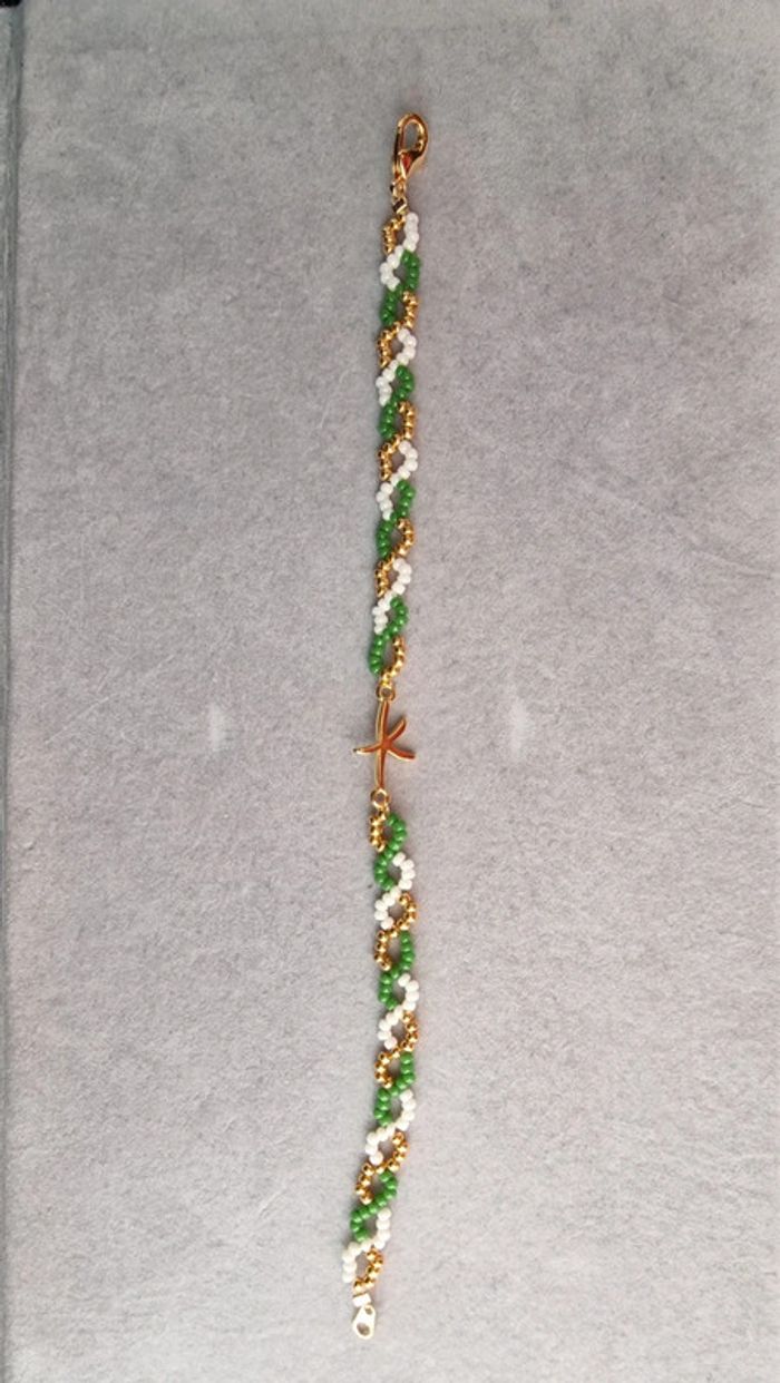 Bracelet vert et doré thème vacances/été - photo numéro 4