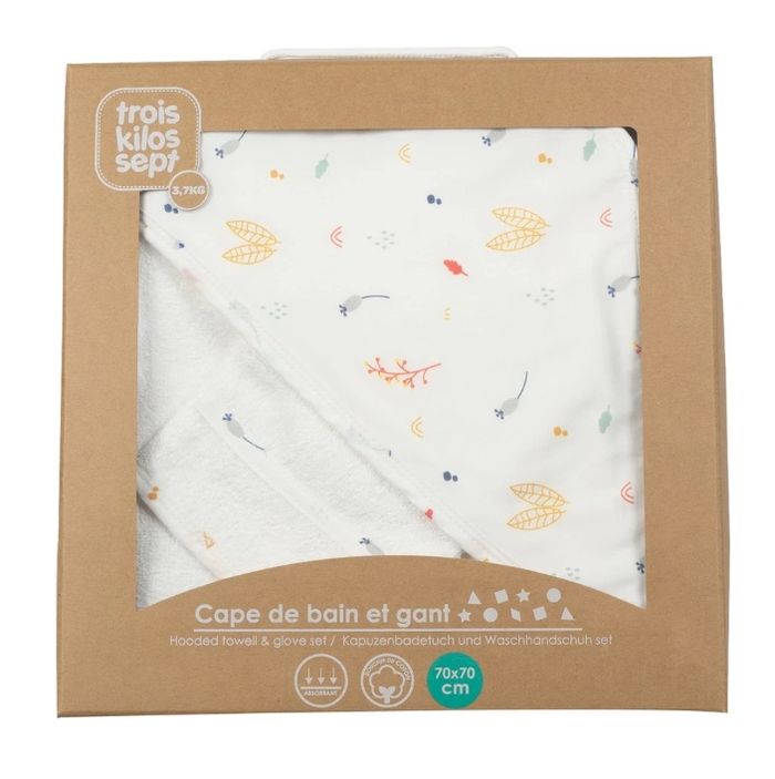 Cape de bain bébé avec gant Motifs Forêt Cache-Cache en Forêt Trois Kilos Sept NEUF - photo numéro 2