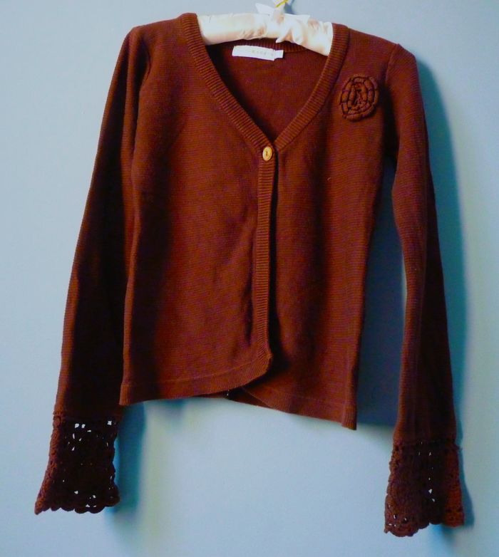 Jupe + gilet femme S 36 Cache Cache ensemble marron imprimé TBE - photo numéro 5