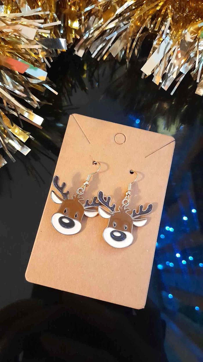 Bijoux Noël | Boucles d’Oreilles neuves Renne de Noël - photo numéro 2