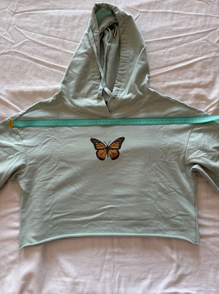 Top/Sweat court à capuche motif papillon fille - photo numéro 8