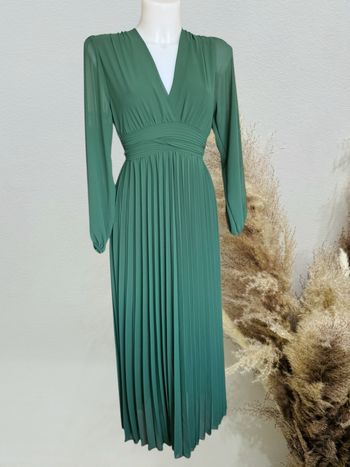 Superbe robe longue plissée femme TU 36/40 vert sapin  