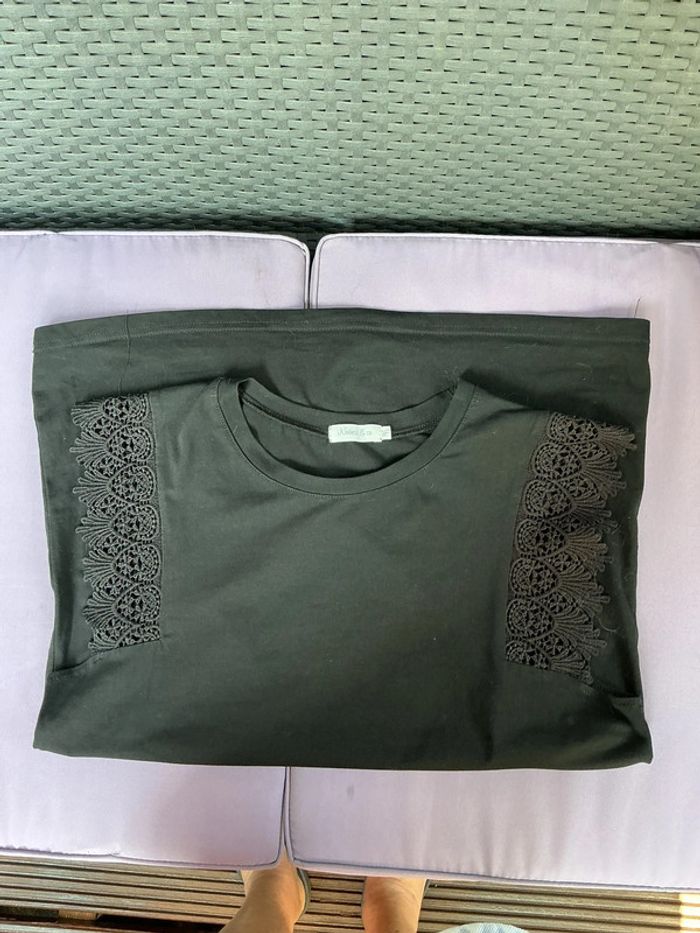 Débardeur noir petites manches dentelles Noémie & Co M/L - photo numéro 5