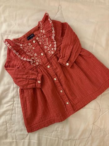 Robe sergent major brodé et fil lurex 9mois