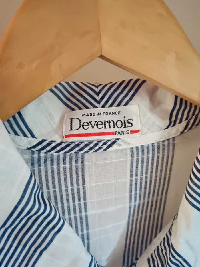 Chemise blanche rayée bleue large col Devernois - photo numéro 7