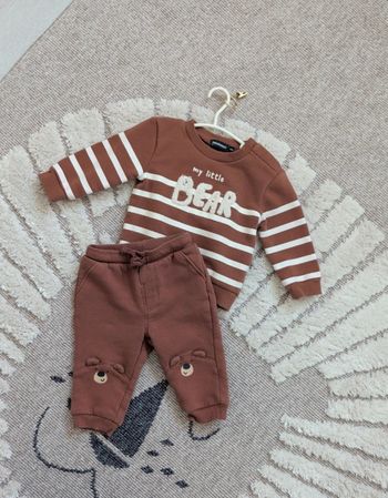 Ensemble bébé 6 mois 68cms marron ourson 