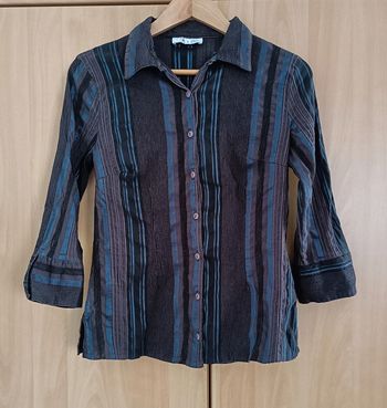 Chemisier marron a rayures bleues. Armand Thiery. Taille 36