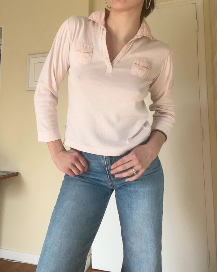 Tee shirt polo manches longues rose Ralph Lauren - photo numéro 2
