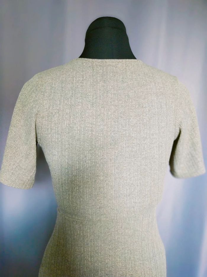Robe côtelée gris clair avec nœud dos – Pull&Bear – T. XS - photo numéro 7