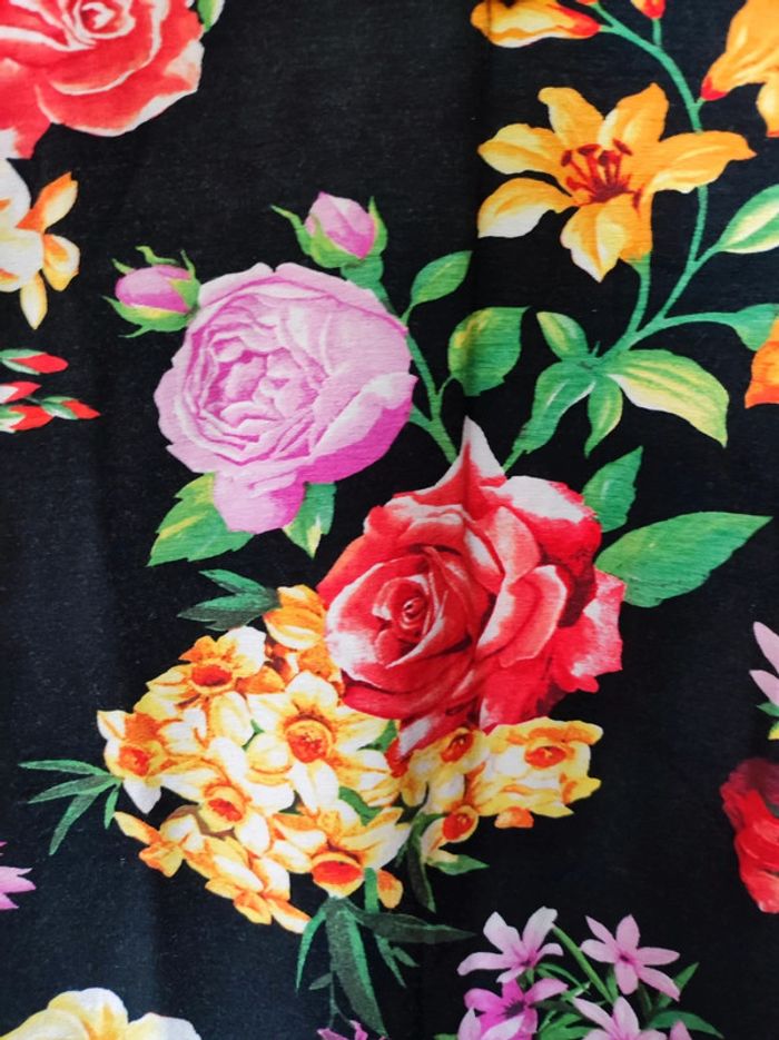 Debardeur noir imprimé fleurs & dentelle 36 - photo numéro 2