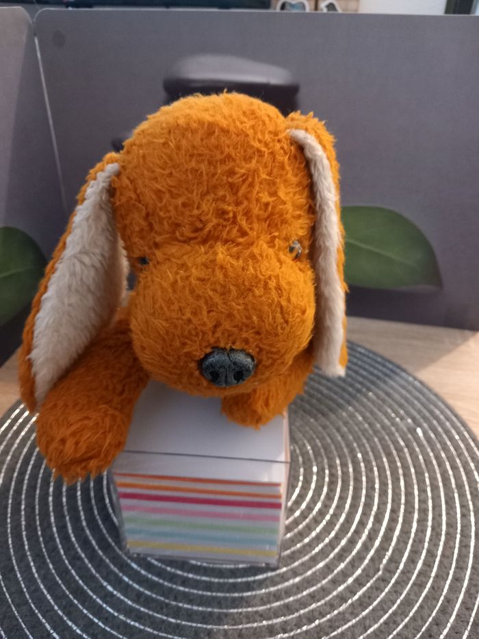 Peluche chien vintage marron roux 29cm