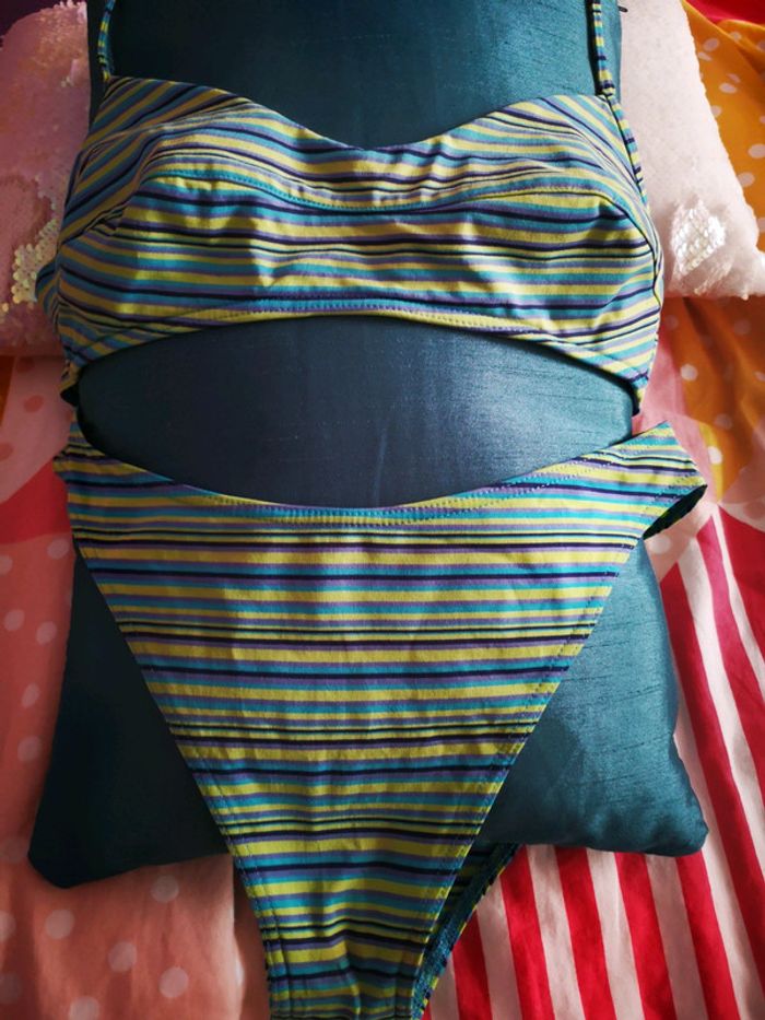 Maillot de bain 2 pièces tons bleu vert - photo numéro 3