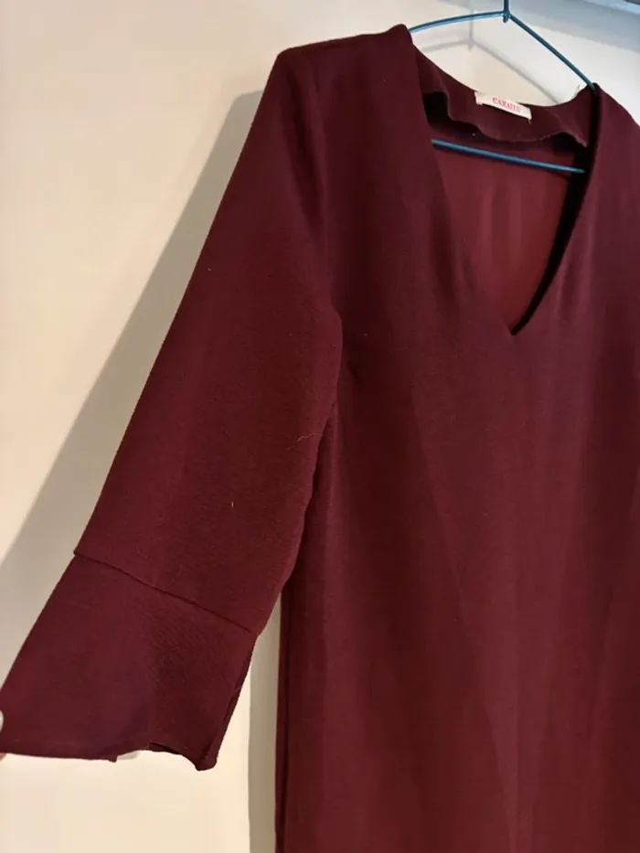 Jolie robe bordeaux Camaïeu taille 36-S en bon état - photo numéro 2