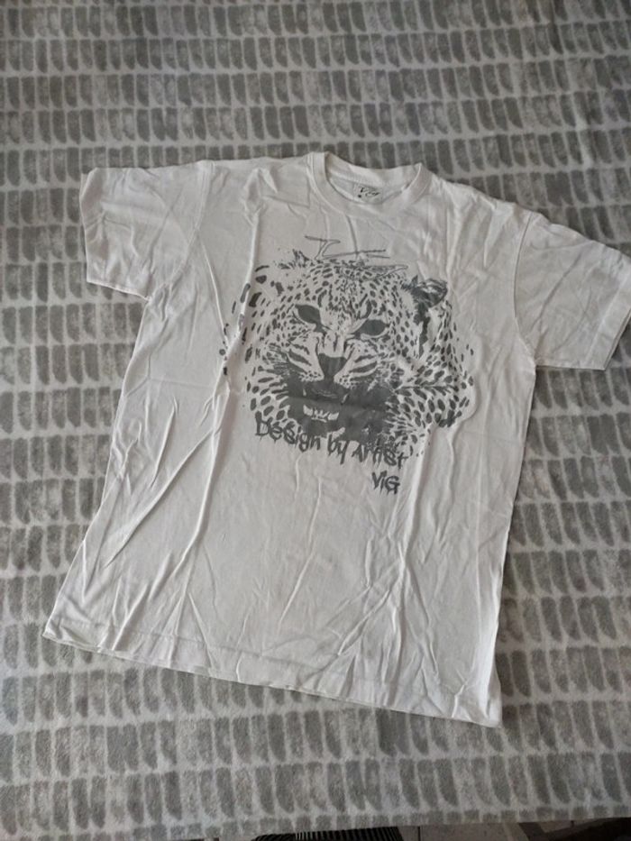 Tee-shirt blanc guépard Vig taille 38 - photo numéro 1