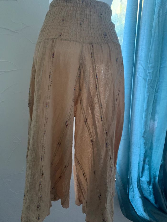 Pantacourt jambes larges beige Ineo taille 36-38 - photo numéro 5