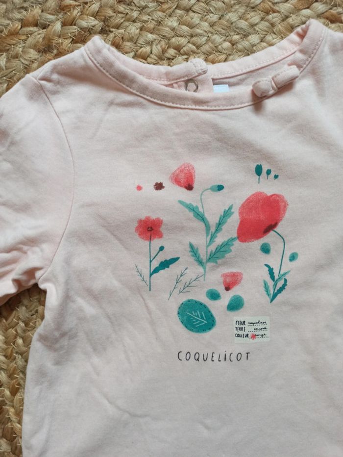 T-shirt manche longue rose 6 mois - photo numéro 2