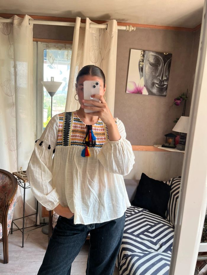 Blouse bohème champêtre western country Santiags