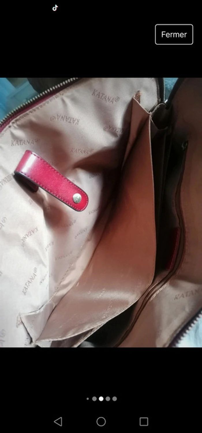 Sac vintage Katana cuir rouge véritable - photo numéro 14