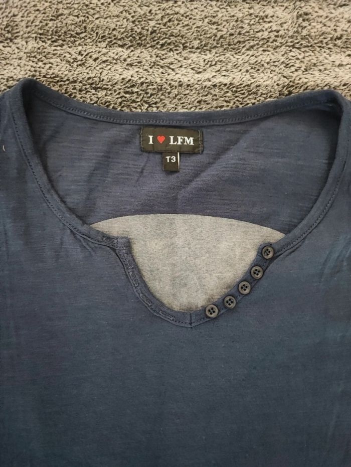 T-shirt Taille 3 femme bleu marine tête de Mort LFM - photo numéro 3