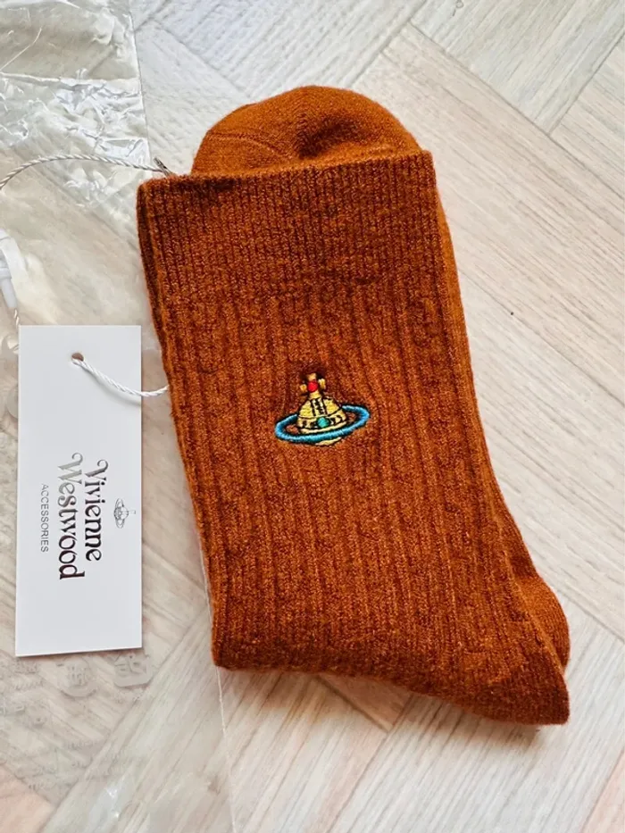 🇯🇵Chaussettes côtelées Vivienne Westwood rouille cuivré – Made in Japan - photo numéro 2