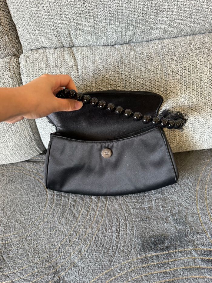 Sac à main pochette noir avec perles un jour ailleurs - photo numéro 4