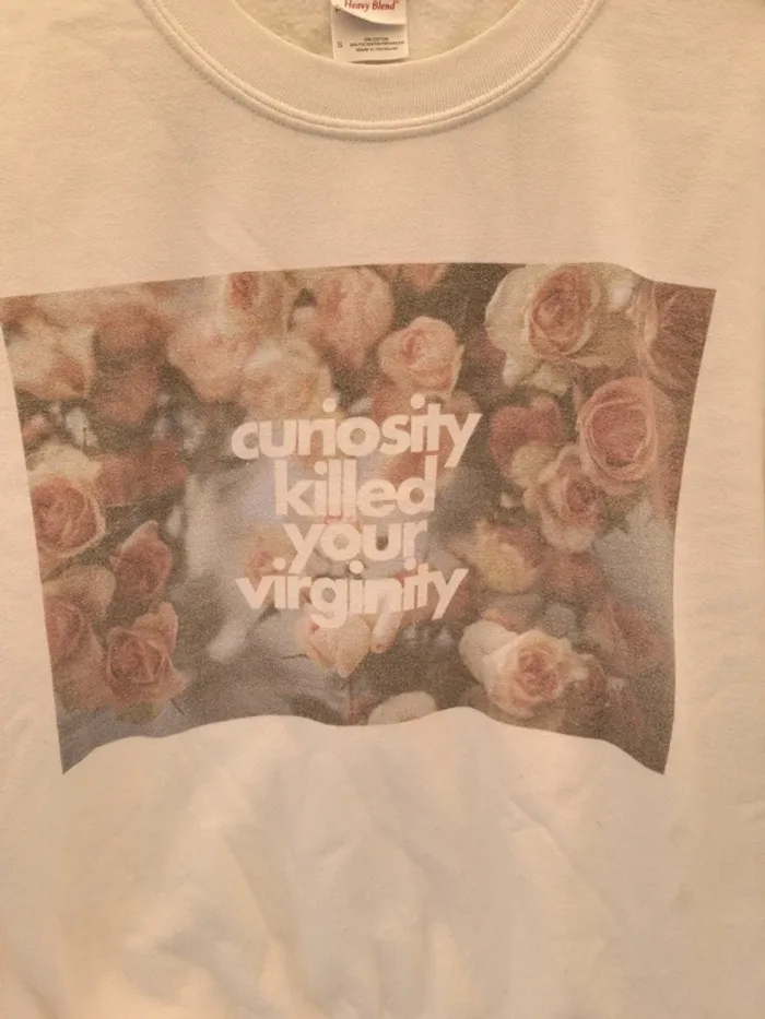 Sweat curiosity killed your virginity vintage imprimé à motif - photo numéro 2