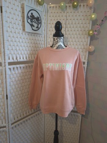 🌸joli sweat "OPTIMISME" rose poudré femme TM / 38 LH
