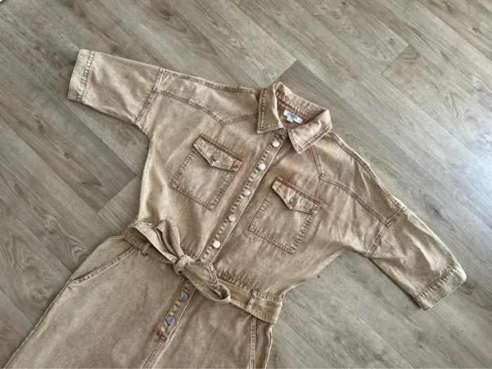 Ciminy combinaison oversize jeans  Beige crème taille S - photo numéro 2