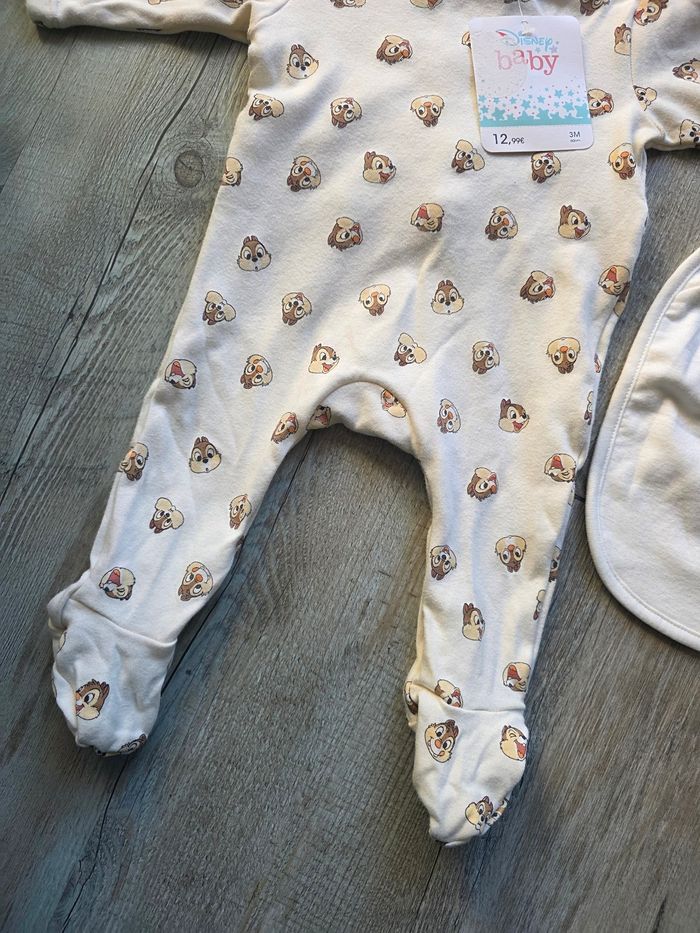 Pyjama disney tic et tac avec bavoir 3 mois neuf - photo numéro 3