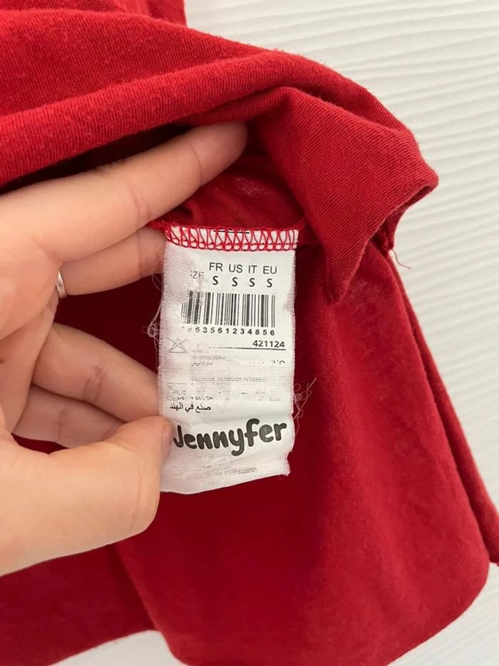 Haut t-shirt rouge léger fluide écritures blanches col rond manches courtes - photo numéro 5