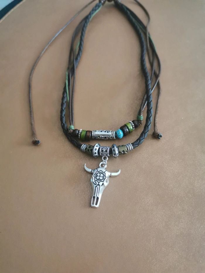 Collier style cowboy country taureau