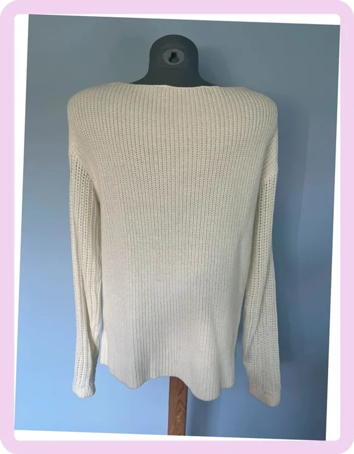 Pull maille blanc Comptoir des Cotonniers – Taille XL – Partiellement transparent & léger - photo numéro 5