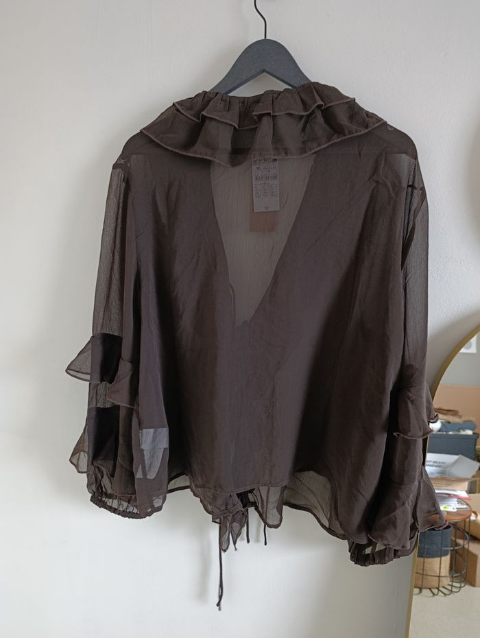 Blouse volant manches longues fluide marron Kiabi - photo numéro 6