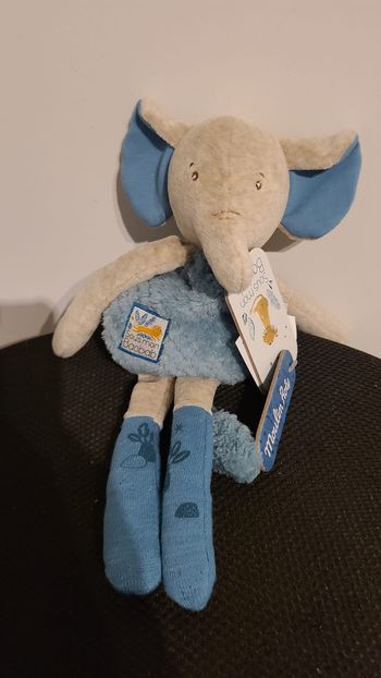 Moulin Roty Doudou-hochet éléphant Sous mon baobab