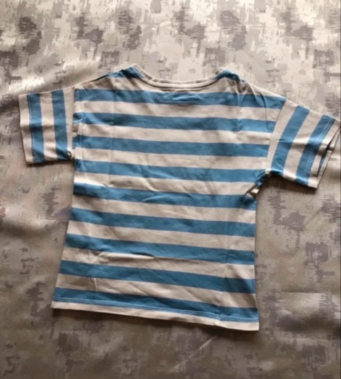 Tee-shirt manches courtes LC Kids 6 ans – blanc à rayures bleues – TBE - photo numéro 2