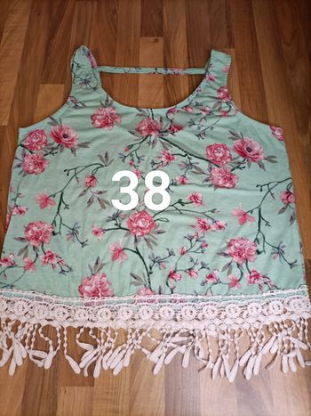 Débardeur vert rose fleuri bohème 38 Ardene