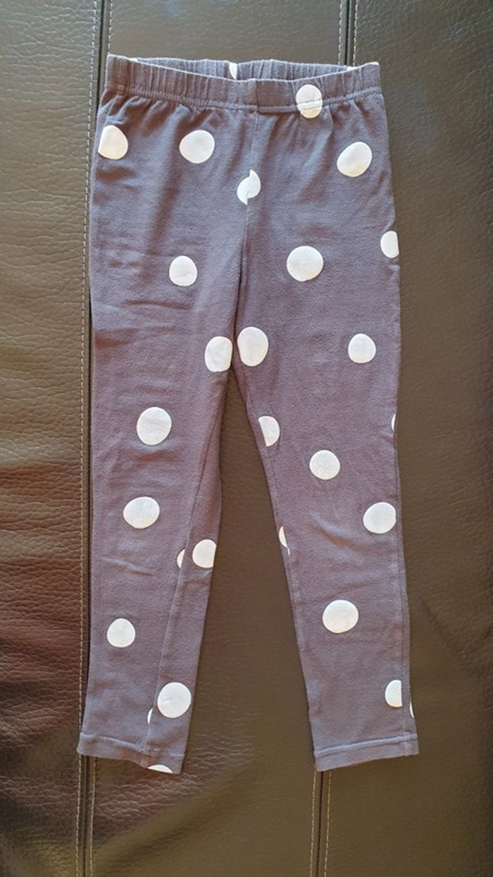 Legging gris à rond blanc