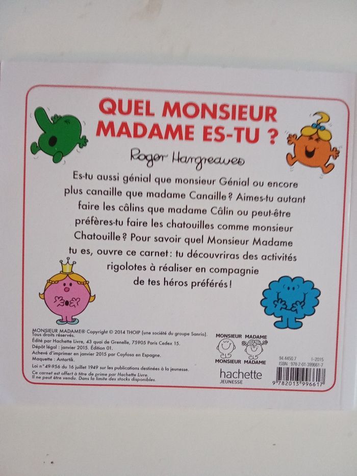Livre d'activité Mr Mme, enfant, neuf, des 3 ans - photo numéro 3